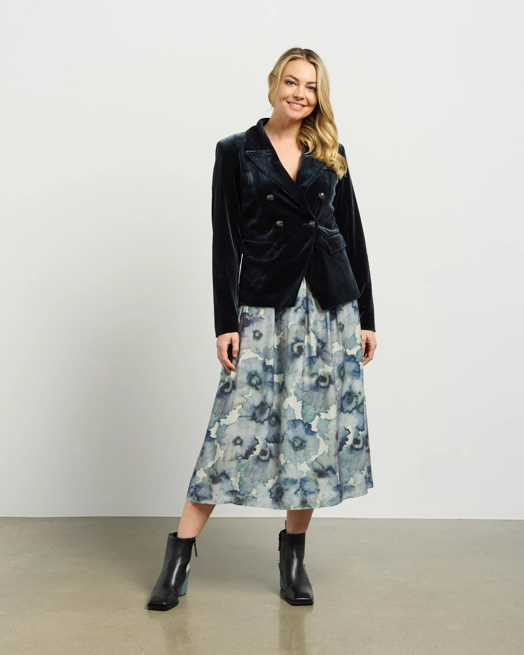 et alia Ashton Blazer - Slate Vintage Velvet