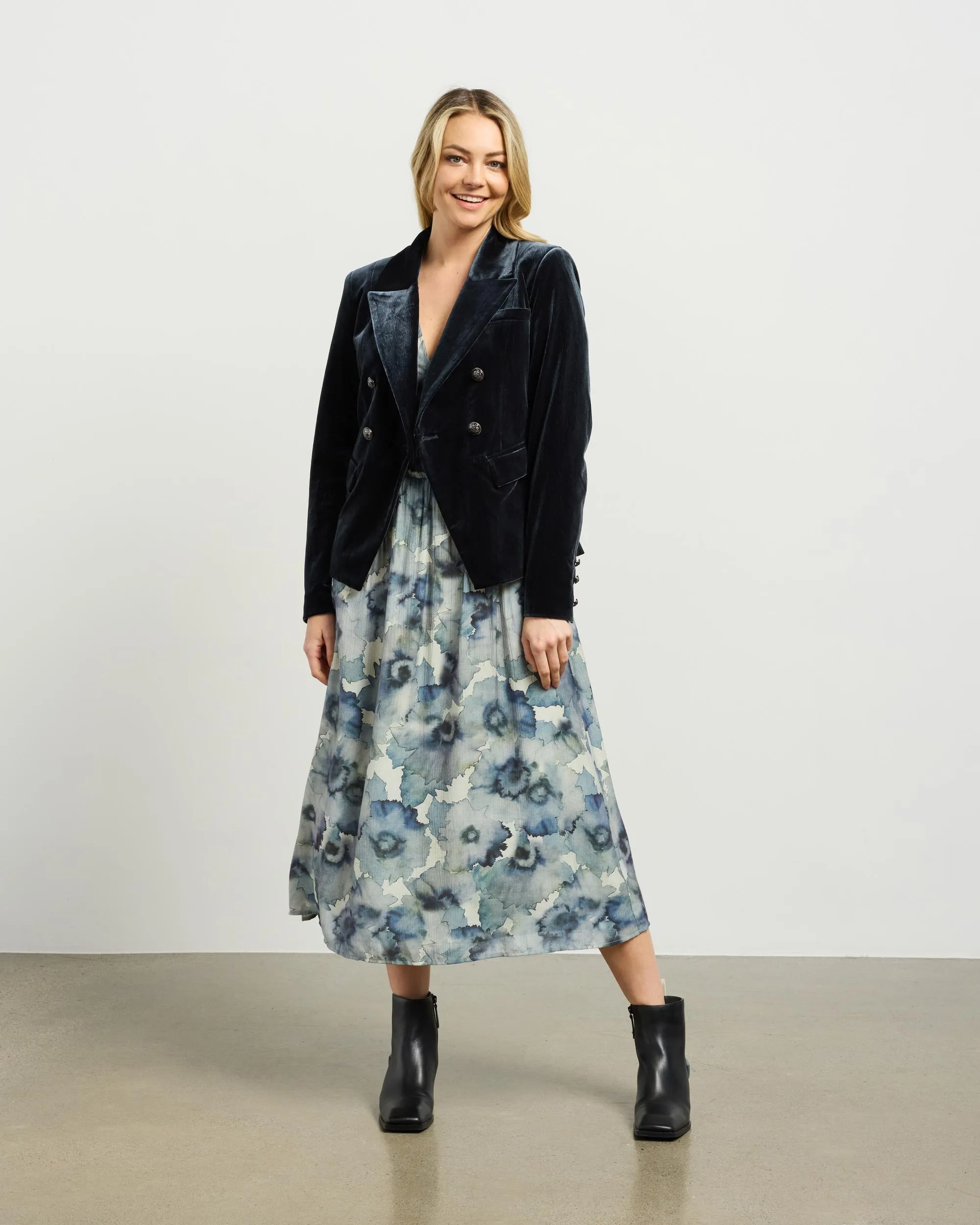 et alia Ashton Blazer - Slate Vintage Velvet