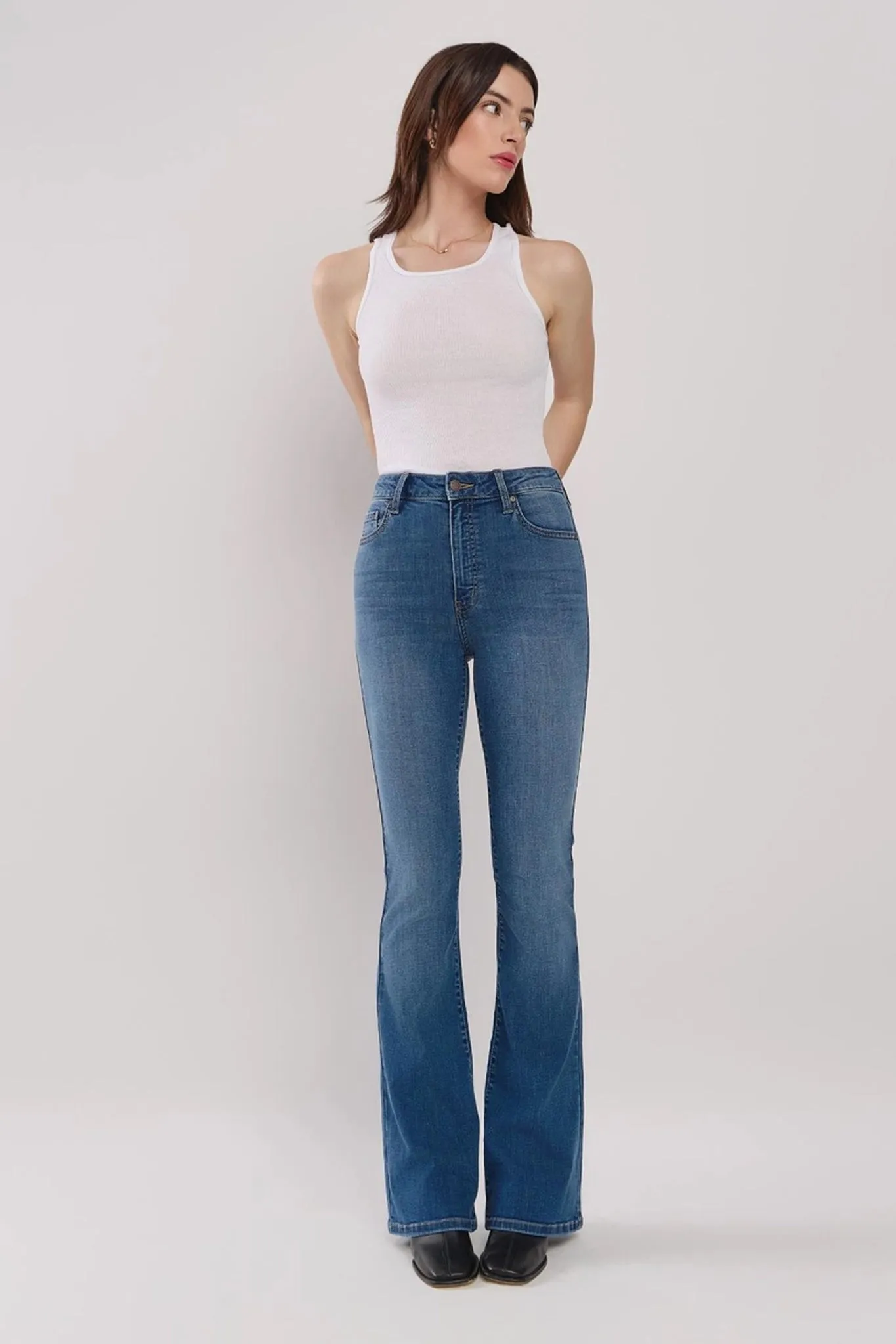Eunina Juliana High Rise Flare Jean in Gilia