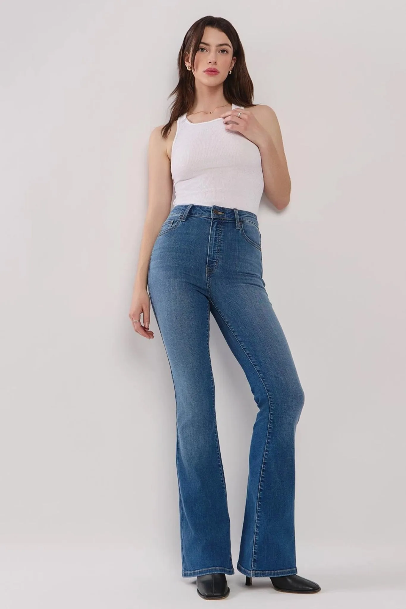 Eunina Juliana High Rise Flare Jean in Gilia