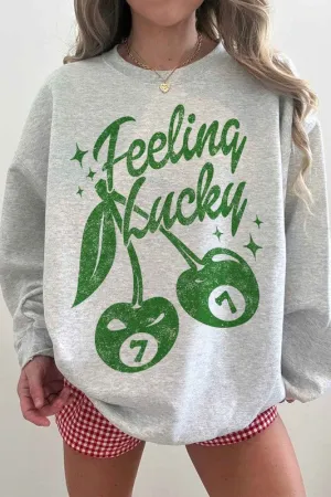FEELIN LUCKY ST PATRICKS OVERSIZED SWEATSHIRT