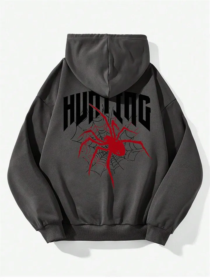Female Screaming Spider Web Printed Oversized Hoodies