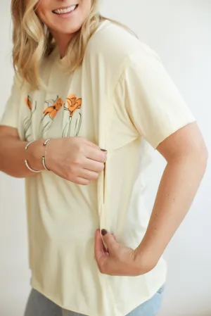 FINAL SALE Relaxed Fit Zip Breastfeeding Tee - CREAM