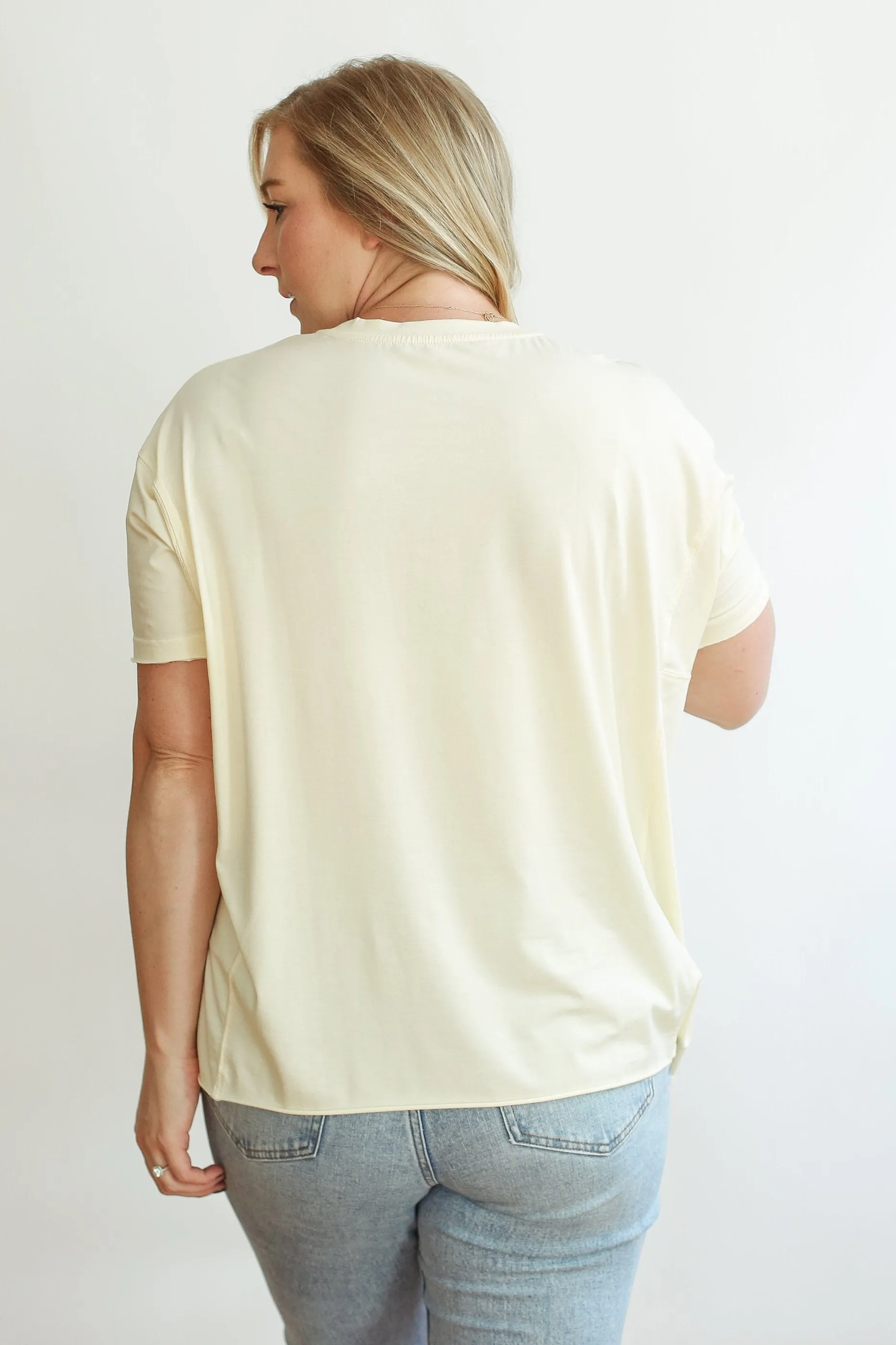 FINAL SALE Relaxed Fit Zip Breastfeeding Tee - CREAM