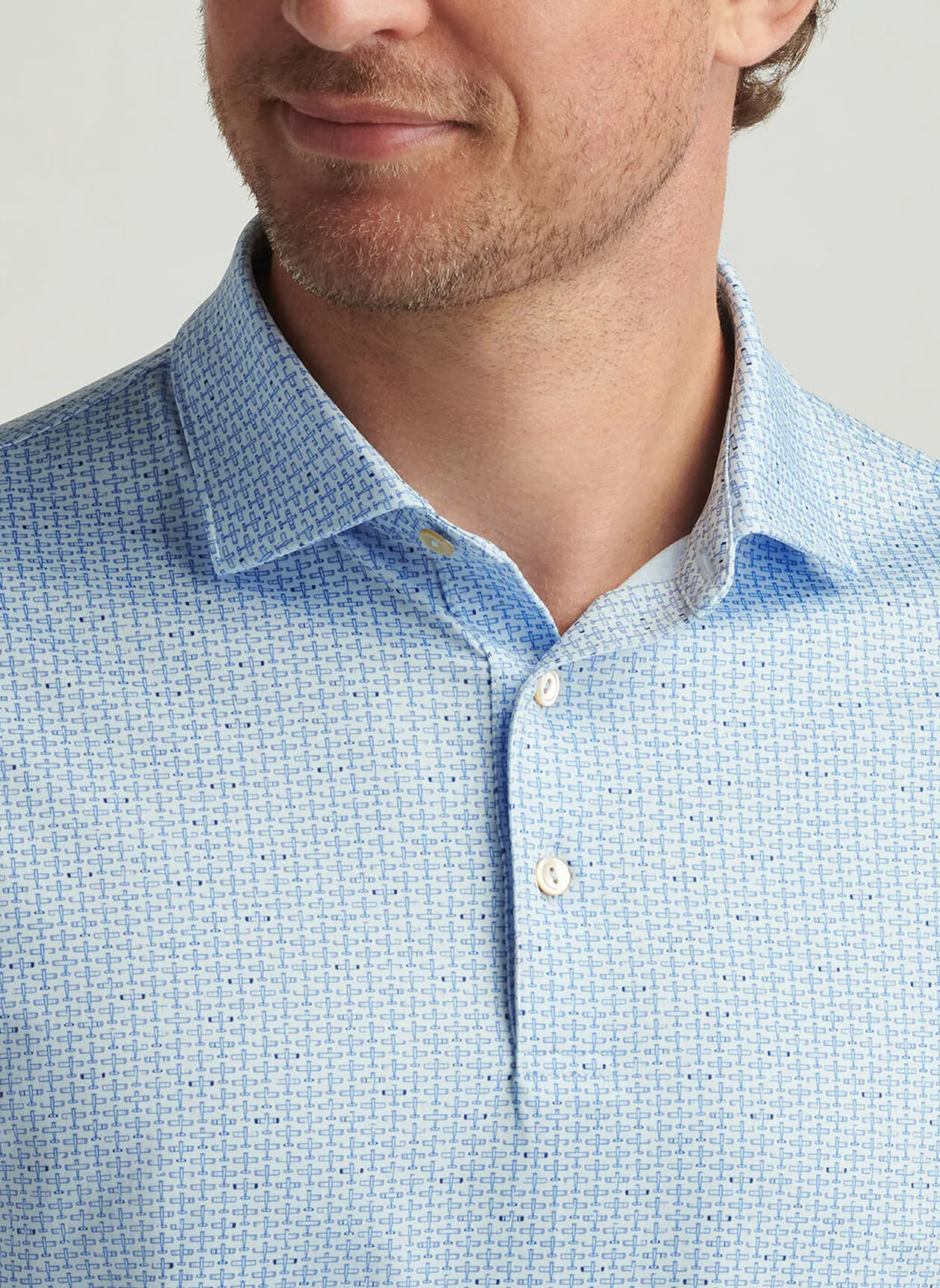 FIRST IN FLIGHT PERFORMANCE JERSEY POLO - PALE BLUE