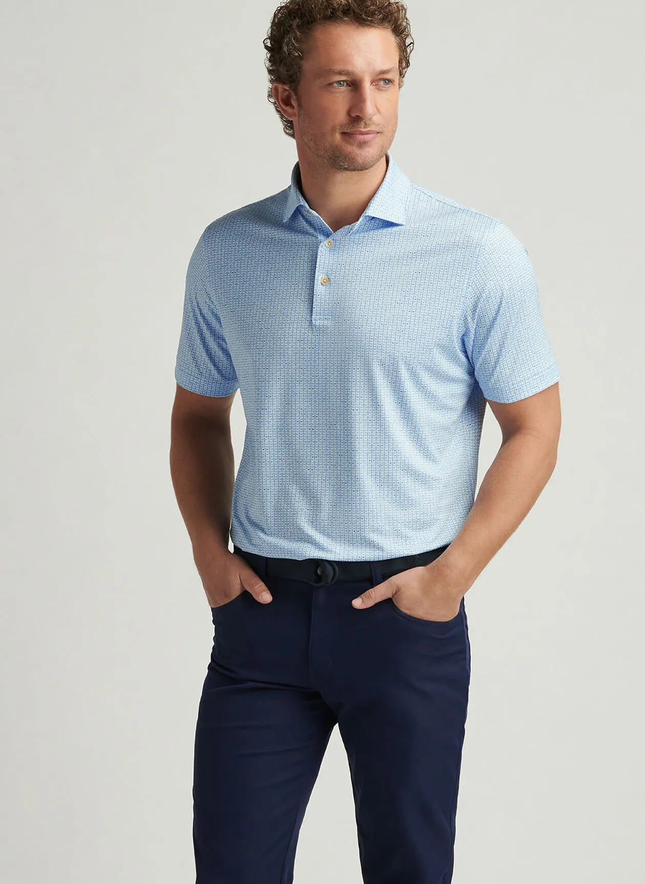 FIRST IN FLIGHT PERFORMANCE JERSEY POLO - PALE BLUE
