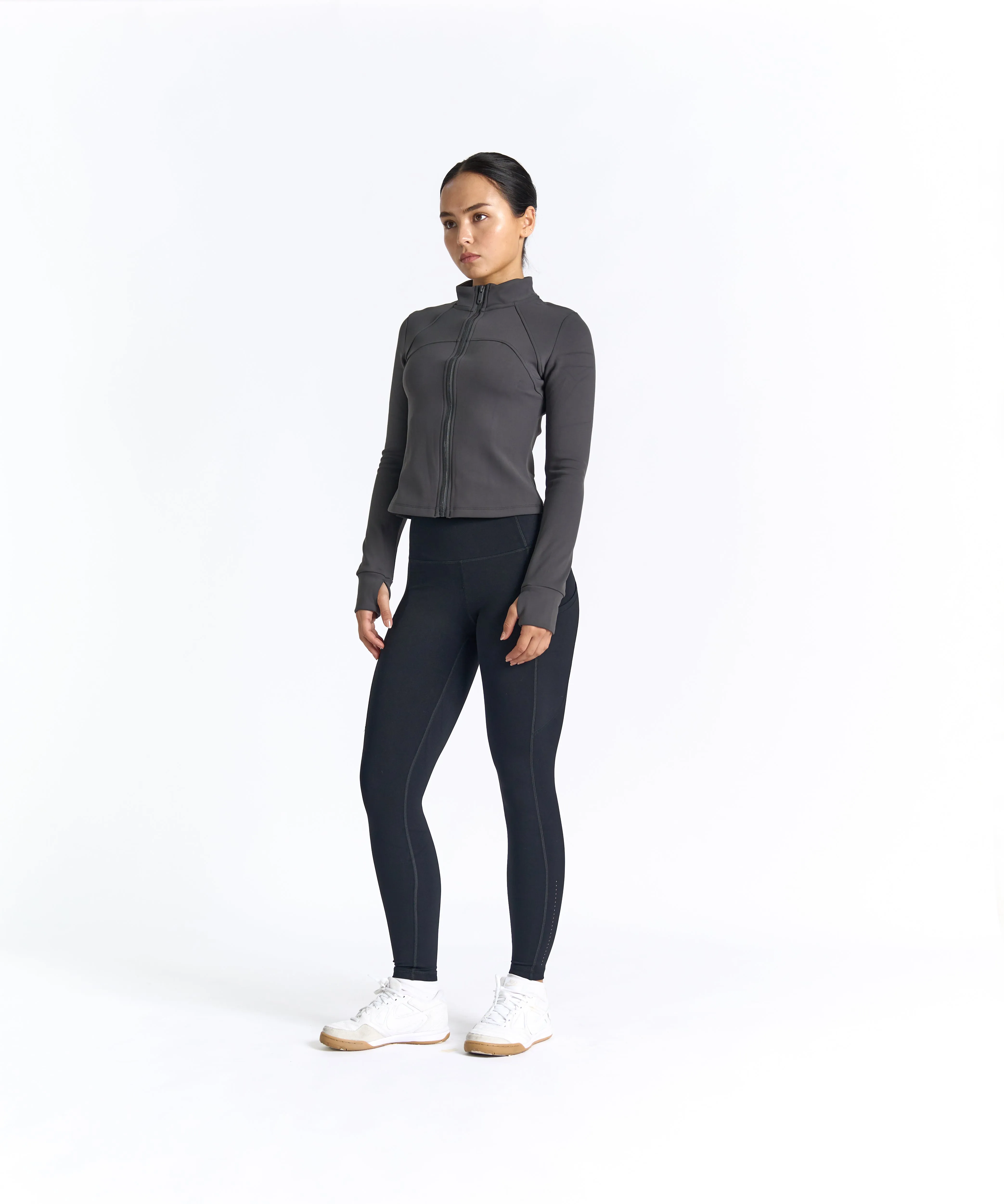 FlexEase Velvet Cropped Full-Zip Jacket
