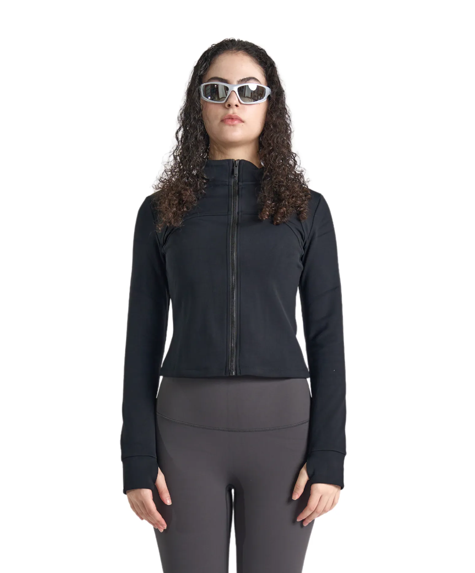 FlexEase Velvet Cropped Full-Zip Jacket