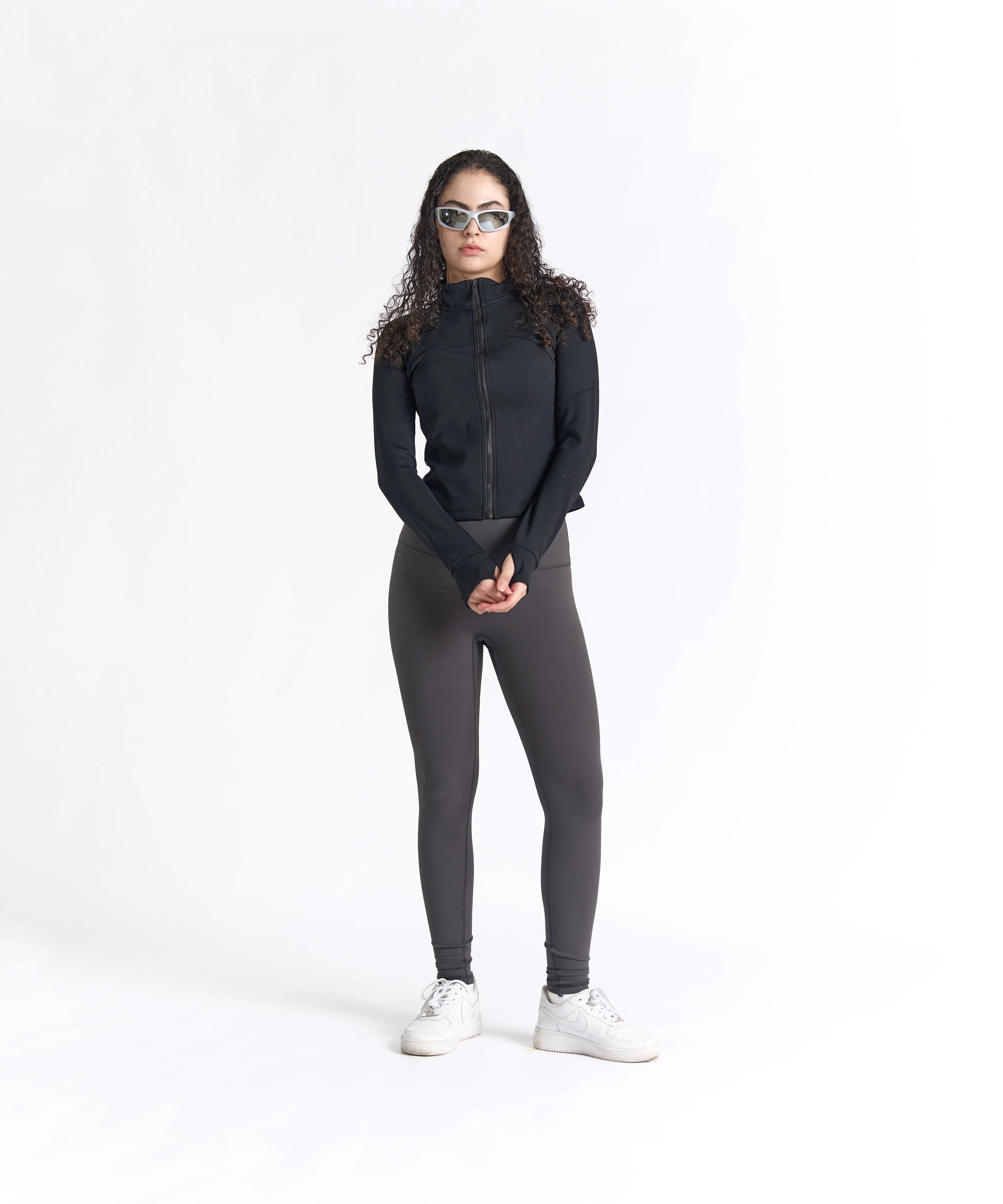 FlexEase Velvet Cropped Full-Zip Jacket
