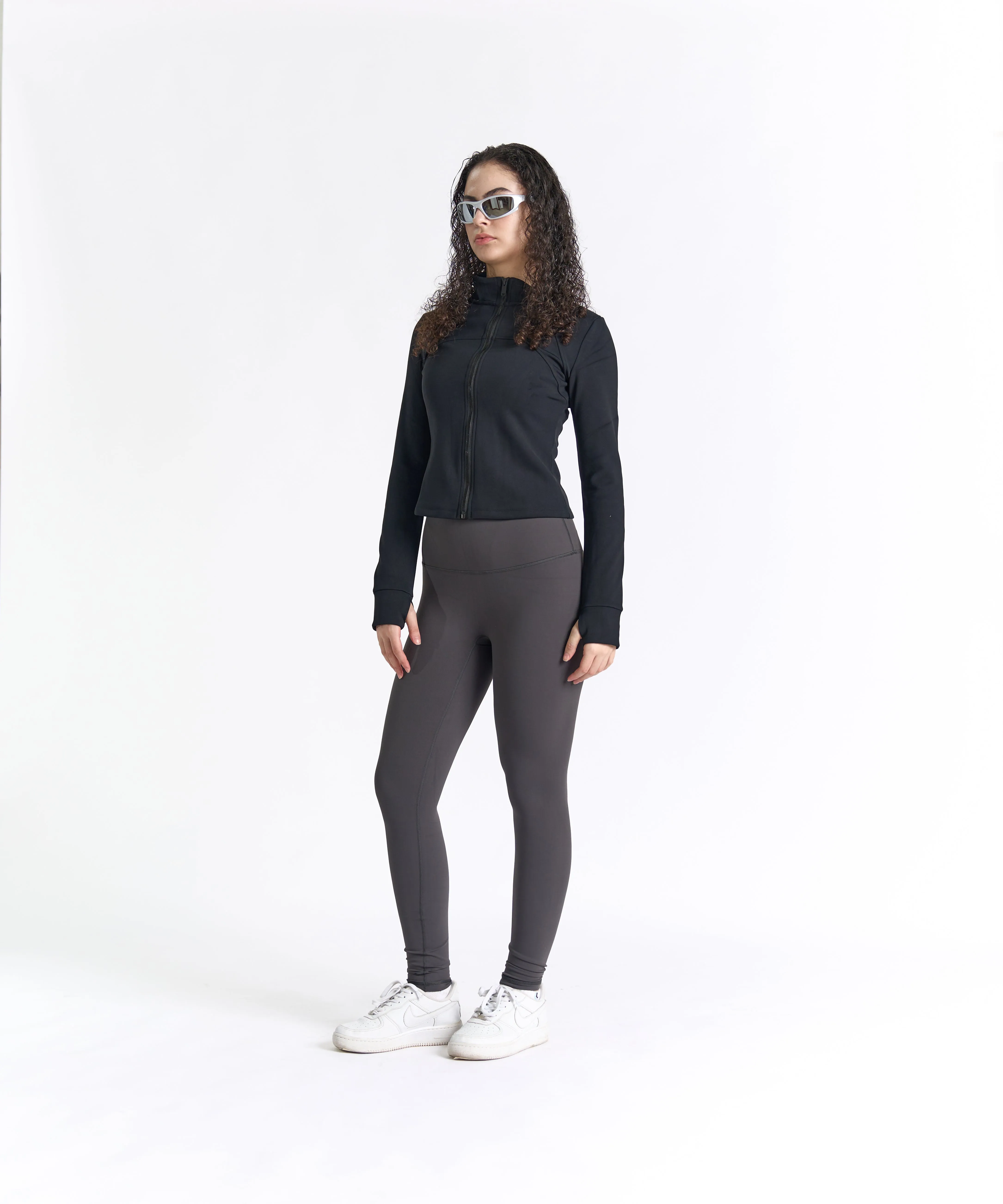 FlexEase Velvet Cropped Full-Zip Jacket