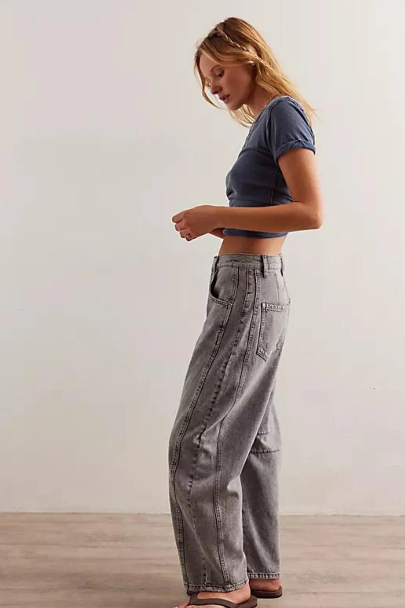 Free People: Good Luck Mid Rise Barrel in Falcon Grey