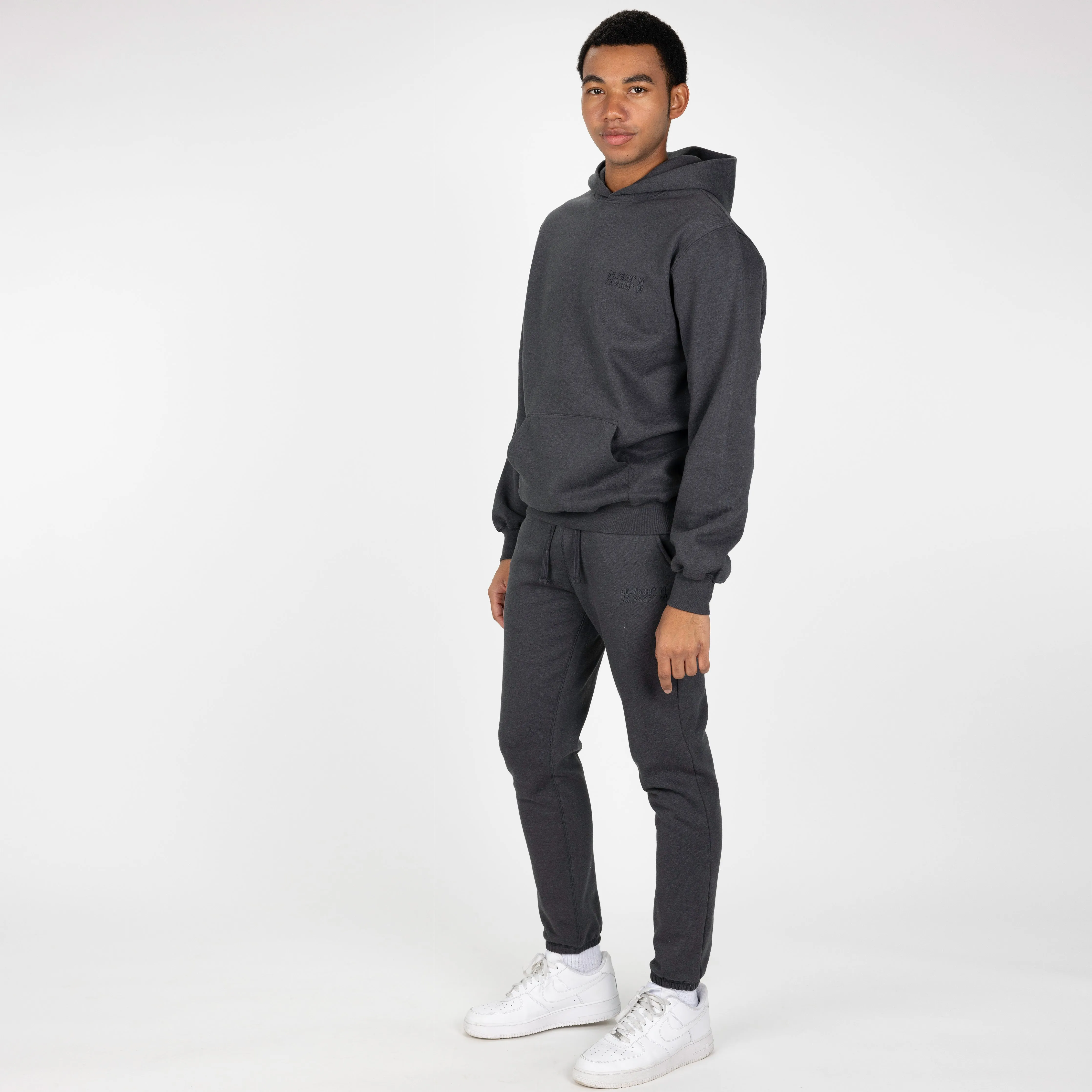 Gender Neutral Oversized Fleece Hoodie - Woodland Grey