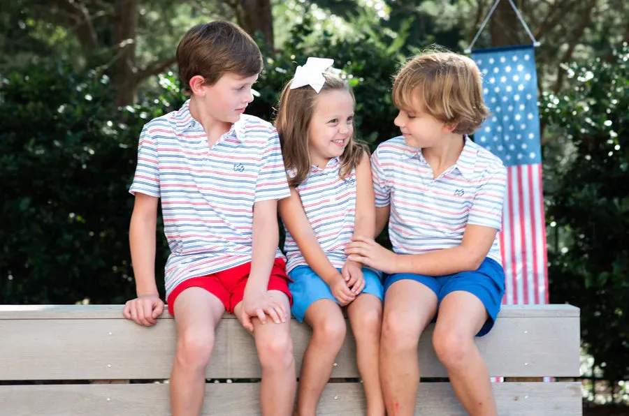 GIRLS SLEEVELESS PRO PERFORMANCE POLO - USA STRIPE