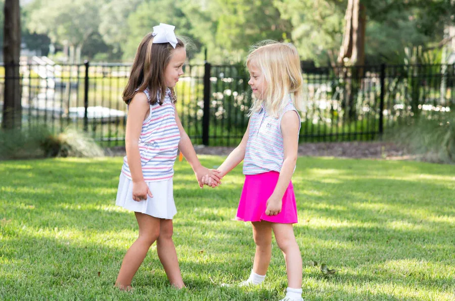 GIRLS SLEEVELESS PRO PERFORMANCE POLO - USA STRIPE