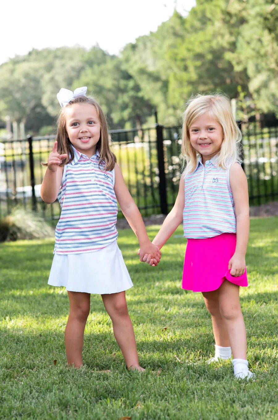 GIRLS SLEEVELESS PRO PERFORMANCE POLO - USA STRIPE