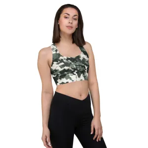 Green Camo Longline Sports Bra