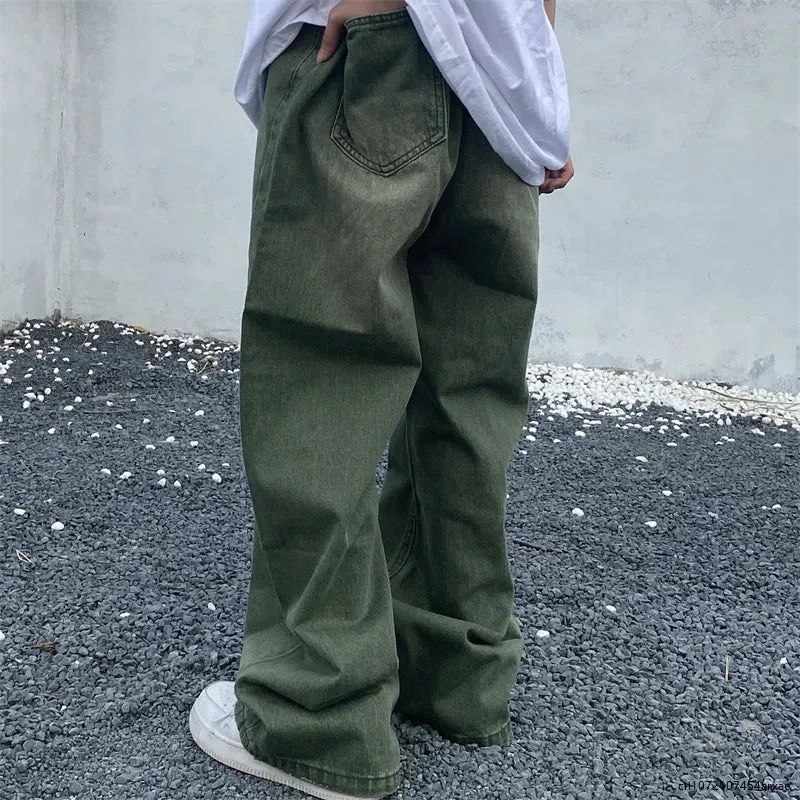 GrünJeans Herren Sommer Vintage Denim Hose mit Weitem Bein