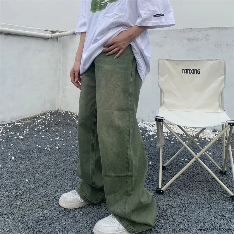 GrünJeans Herren Sommer Vintage Denim Hose mit Weitem Bein