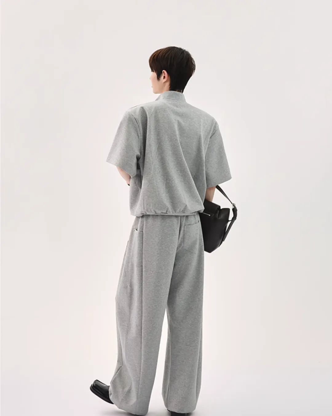 Half Button Short Sleeve Top / Sweat Wide Pants CBJ0119