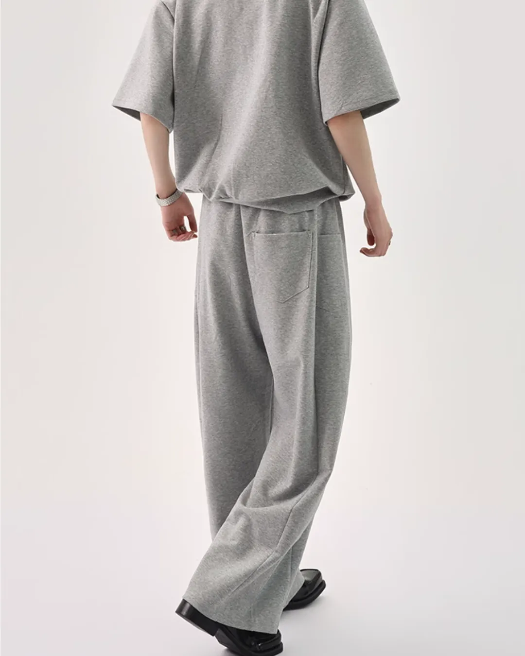 Half Button Short Sleeve Top / Sweat Wide Pants CBJ0119