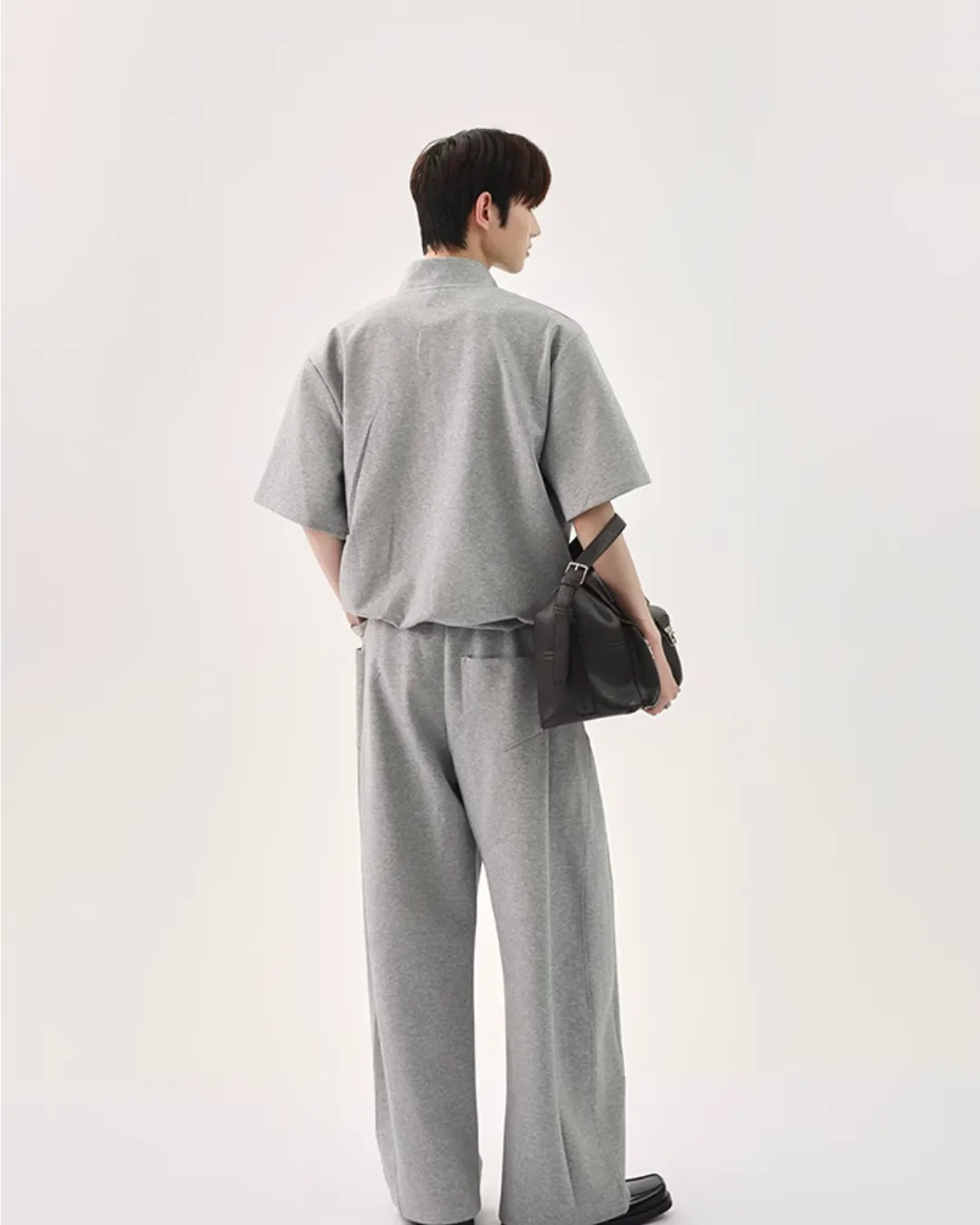 Half Button Short Sleeve Top / Sweat Wide Pants CBJ0119