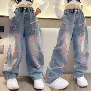 Heart Star Wide Leg  Jean
