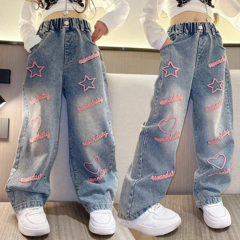 Heart Star Wide Leg  Jean