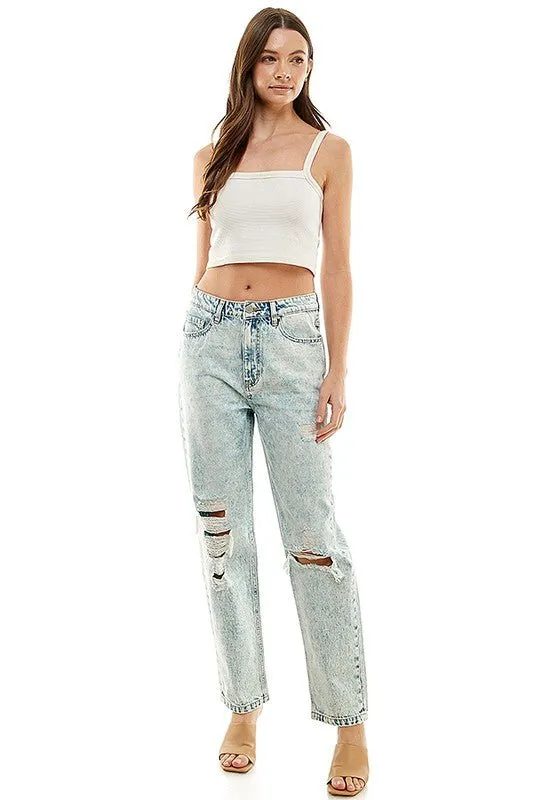 HIGH RISE COTTON RIGID BALLOON JEAN