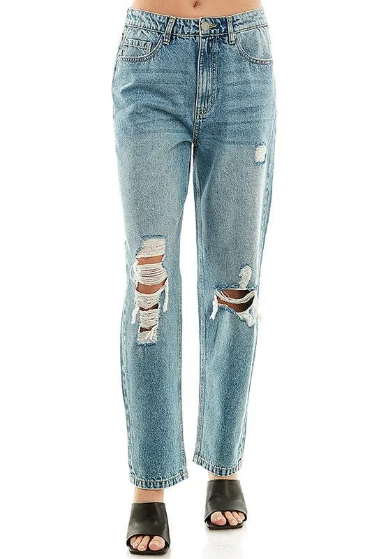 HIGH RISE COTTON RIGID BALLOON JEAN