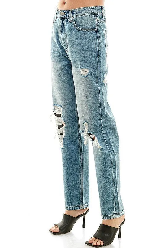 HIGH RISE COTTON RIGID BALLOON JEAN