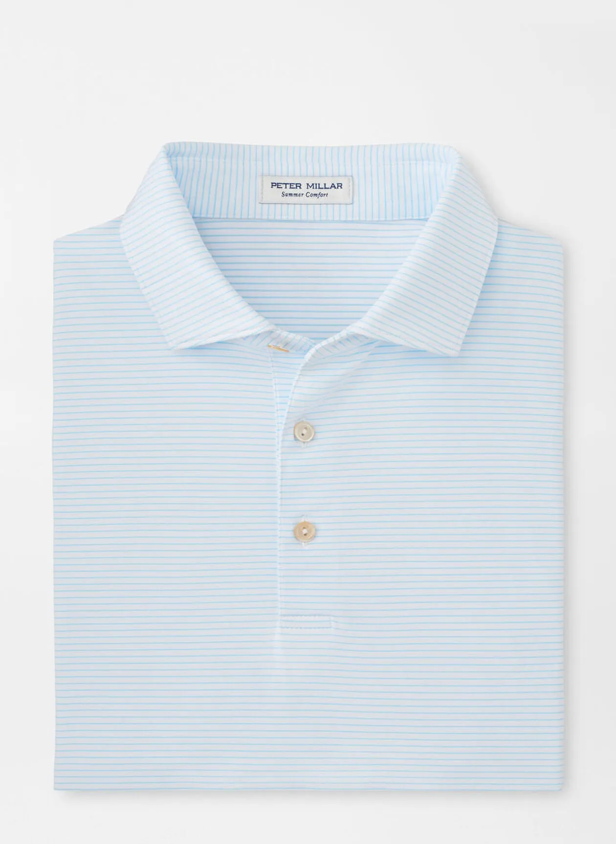 Highlands Performance Jersey Polo by Peter Millar - White/ Maya Blue