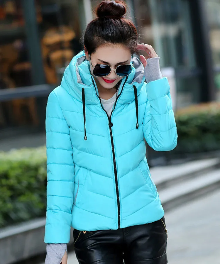 hooded plus size long sleeve warm light down padded winter jacket women parkas for women winter coat women B143