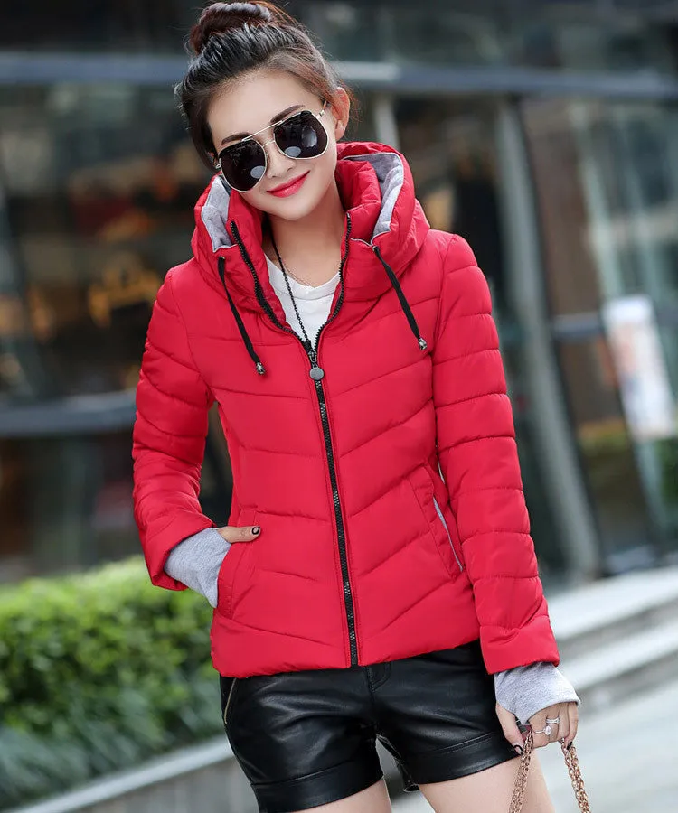 hooded plus size long sleeve warm light down padded winter jacket women parkas for women winter coat women B143