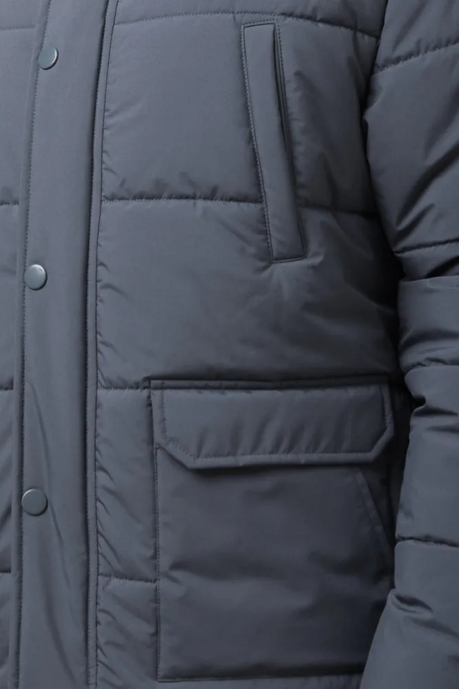 Hooded Puffer Jacket Dark Grey