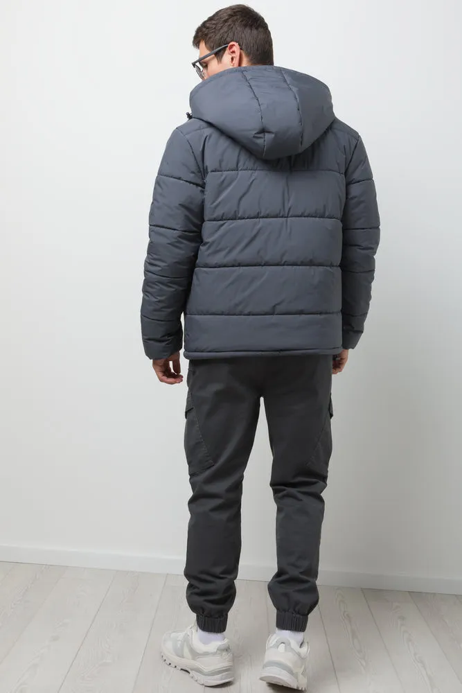 Hooded Puffer Jacket Dark Grey