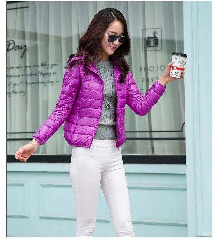 HOT Winter Women Ultra Light Down Jacket 90% Duck Down Hooded Jackets Long Sleeve Warm Slim Coat Parka Female Solid Outwear