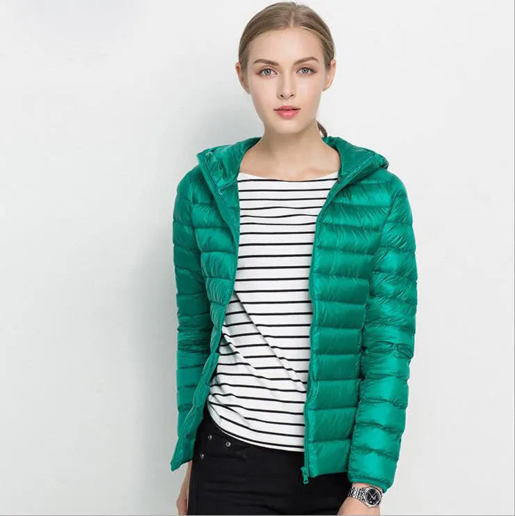 HOT Winter Women Ultra Light Down Jacket 90% Duck Down Hooded Jackets Long Sleeve Warm Slim Coat Parka Female Solid Outwear