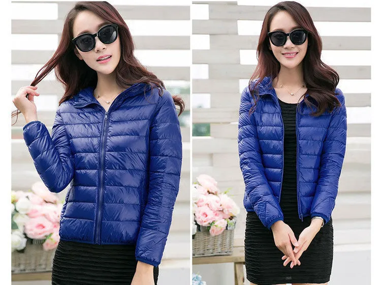 HOT Winter Women Ultra Light Down Jacket 90% Duck Down Hooded Jackets Long Sleeve Warm Slim Coat Parka Female Solid Outwear