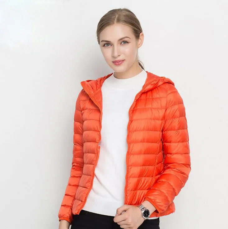 HOT Winter Women Ultra Light Down Jacket 90% Duck Down Hooded Jackets Long Sleeve Warm Slim Coat Parka Female Solid Outwear