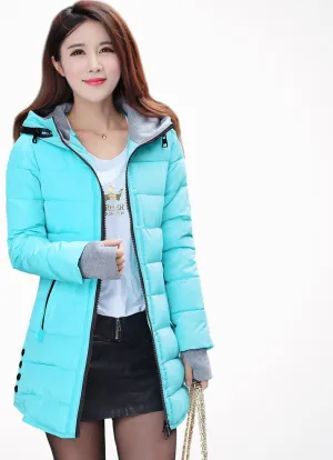 jacket women wadded jacket female outerwear slim young girl coat women medium-long cotton-padded jacket parka