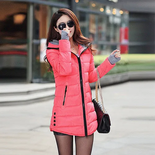 jacket women wadded jacket female outerwear slim young girl coat women medium-long cotton-padded jacket parka