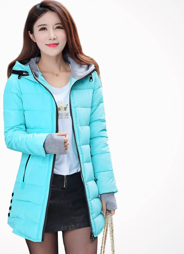 jacket women wadded jacket female outerwear slim young girl coat women medium-long cotton-padded jacket parka