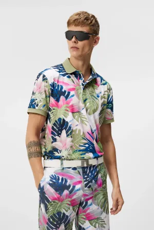J.Lindeberg Mens Tour Tech Regular Fit Print Polo - CALYPSO OIL GREEN