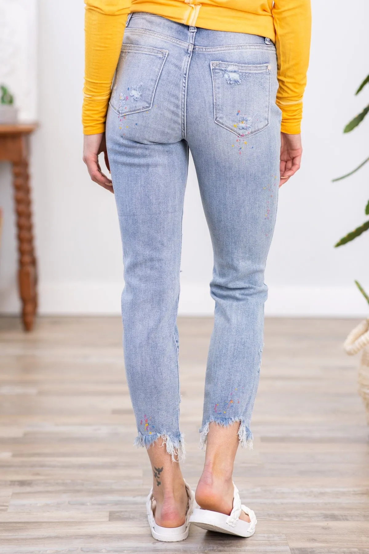 Judy Blue Paint Splatter Boyfriend Fit Jeans