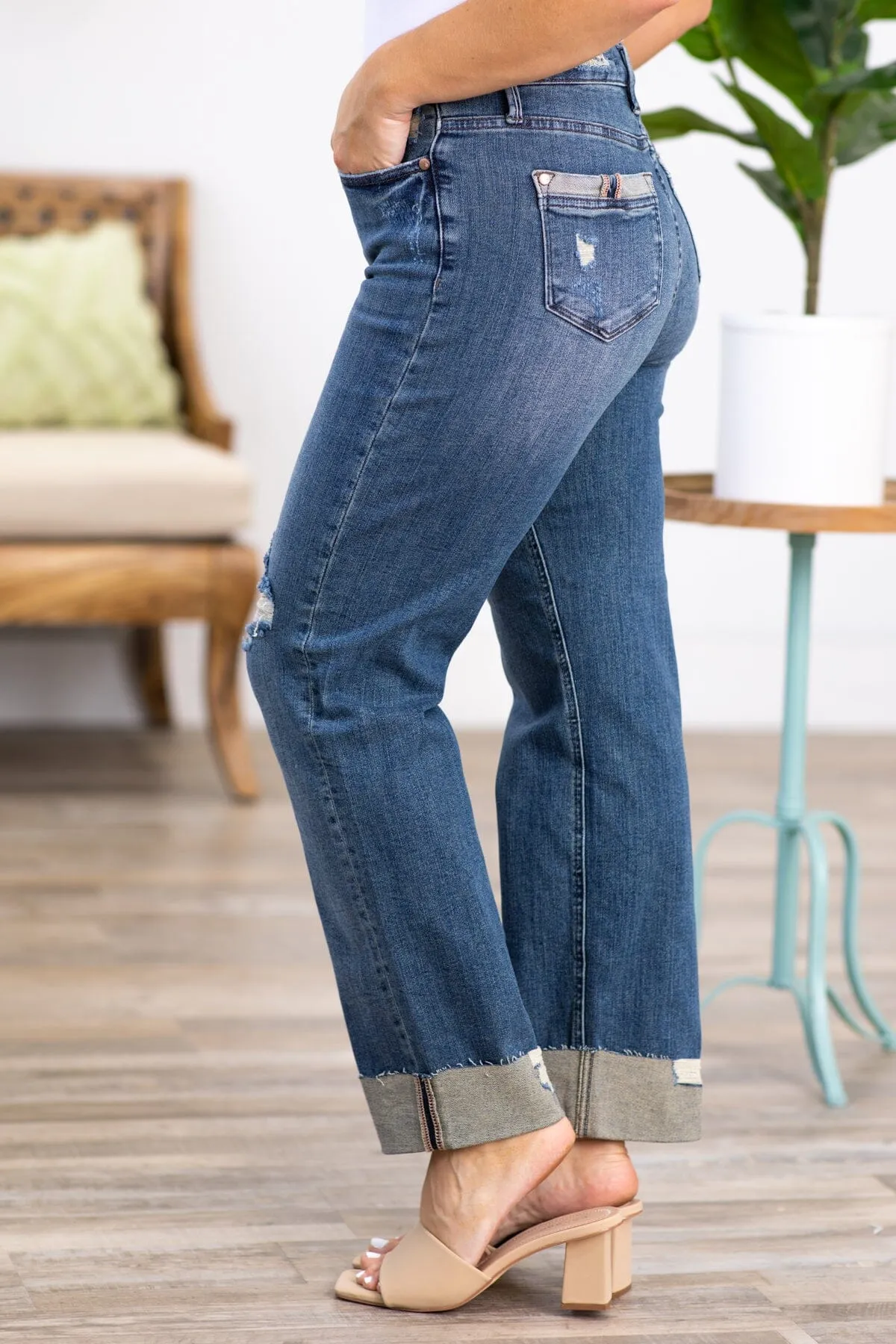 Judy Blue Single Cuff Dad Fit Jeans