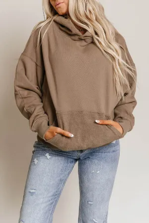 Khaki Kangaroo Pocket Oversized Hoodie