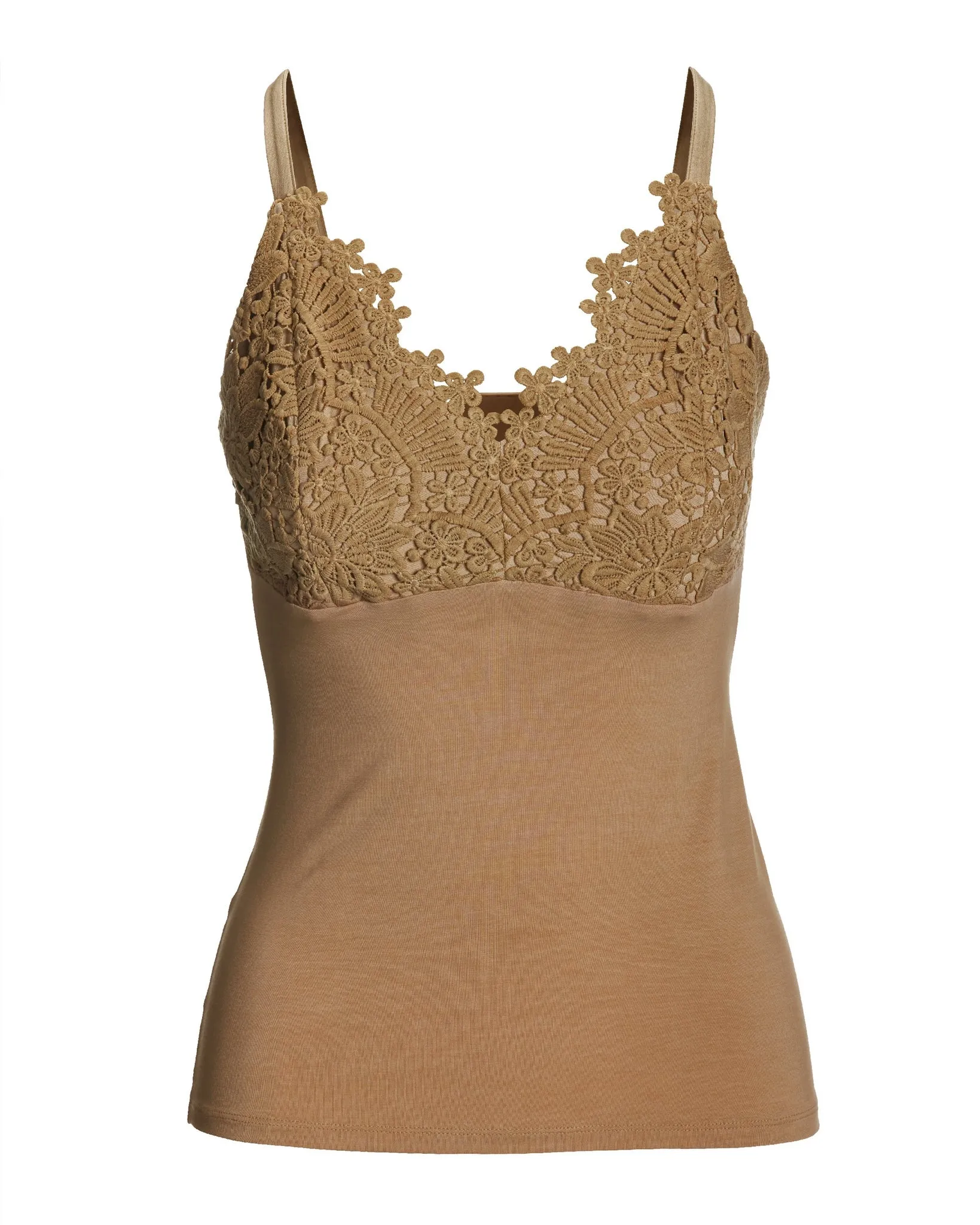 Lace Trim Cami Suntan