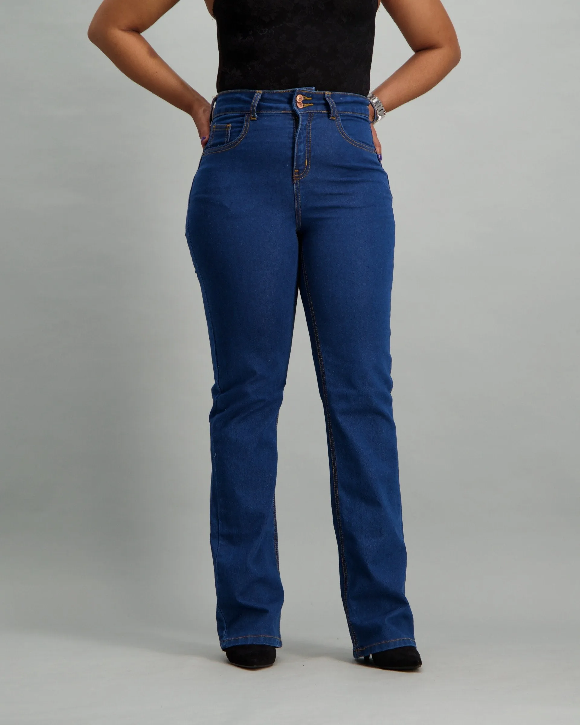 Ladies Mid Blue Bootcut Denim Jean