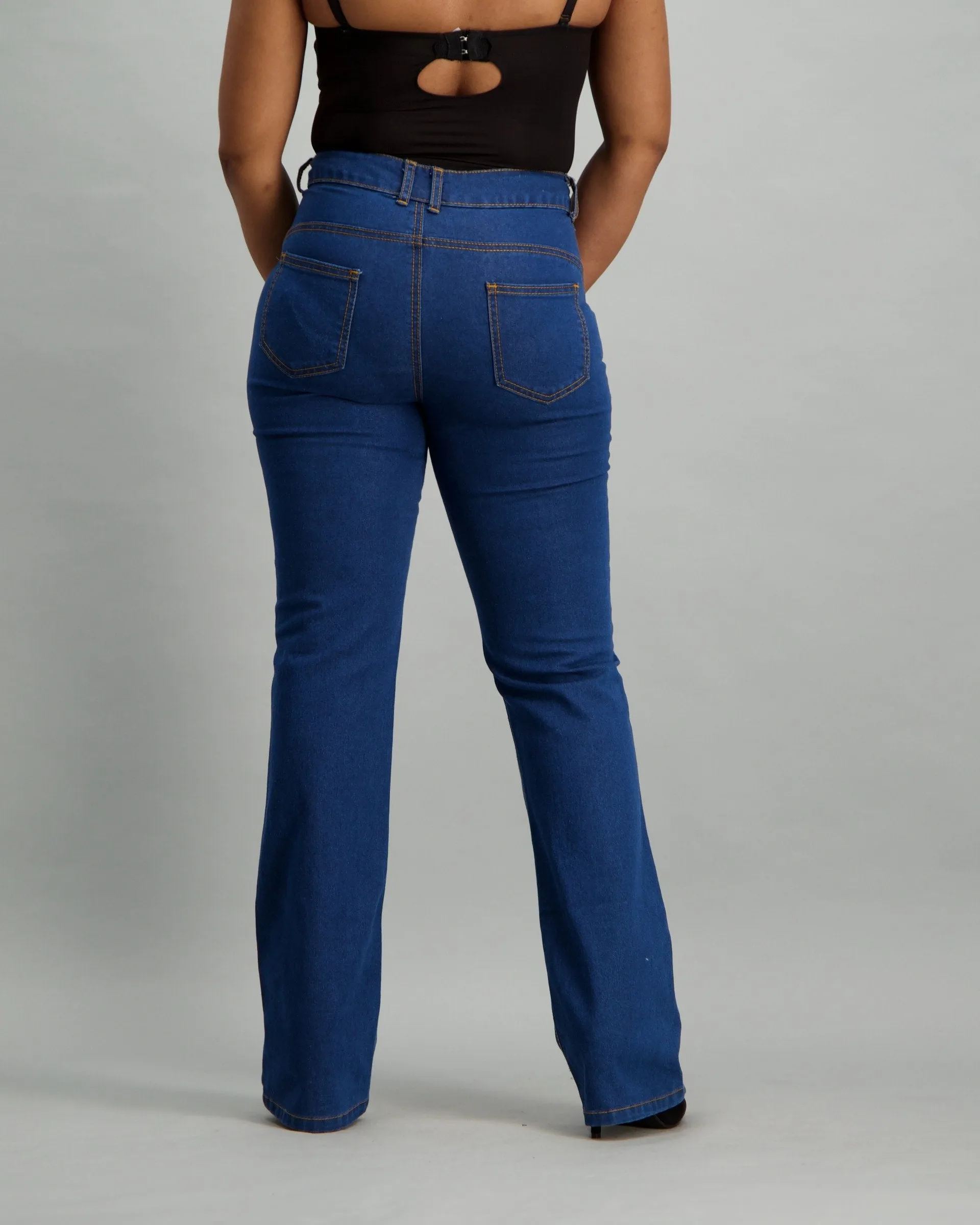 Ladies Mid Blue Bootcut Denim Jean