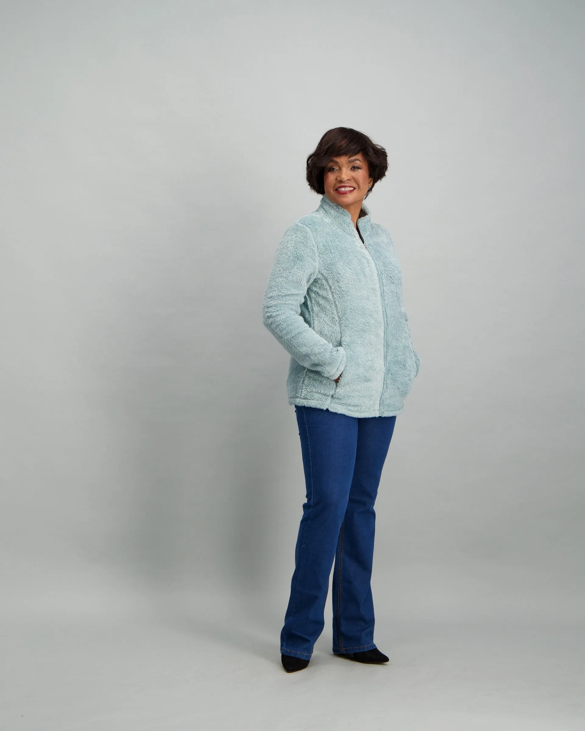 Ladies Mid Blue Bootcut Denim Jean